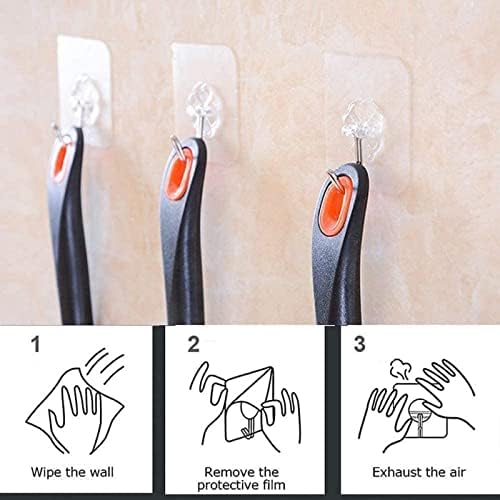 SKY-TOUCH Adhesive Wall Hooks 20 Pcs, Transparent Strong Suction Hooks For Home Kitchen and Bathroom, Heavy Duty Nail Free Sticky Hangers with Hooks Utility Towel Bath Ceiling Hooks, Transparent - Medaid