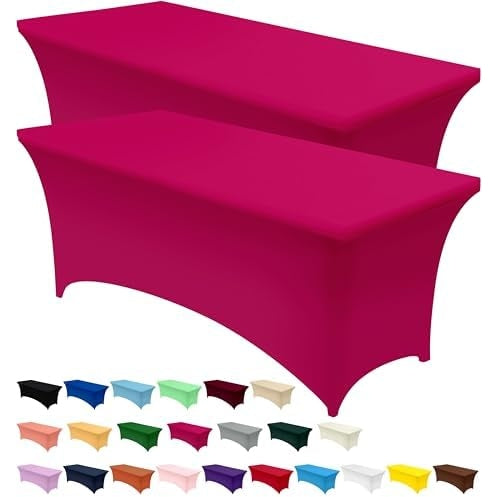 Utopia Kitchen Spandex Tablecloth 2 Pack [6FT, Black] Tight, Fitted, Washable and Wrinkle Resistant Stretch Rectangular Patio Table Cover for Event, Wedding, Banquet & Parties [72Lx30Wx30H Inch] - Medaid International