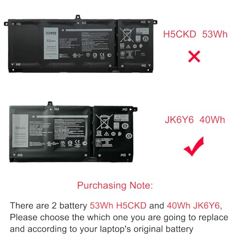 Ouwee - JK6Y6 Laptop Battery for Dell Latitude, Vostro, Inspiron, 40Wh