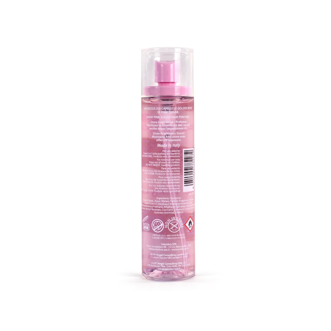 Pink Sugar Hair Perfume for Women, Body Mist Fragrance, Floral + Fruity, Notes of Raspberry, Cotton Candy, and Vanilla, Sweet and Light Scent, 3.38 Fl. Oz - Medaid International
