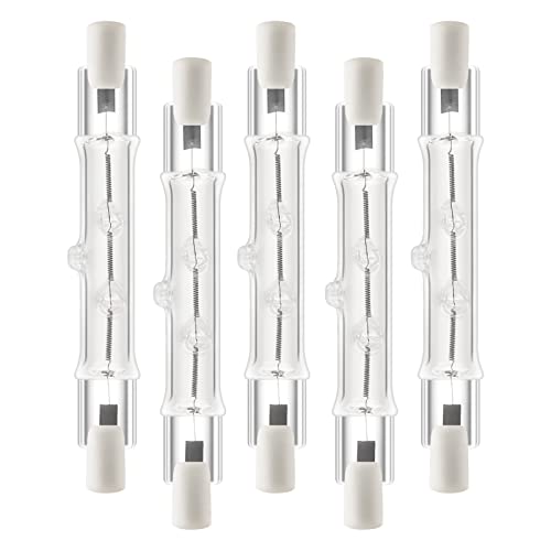 R7S - 5 Pack Halogen Bulbs, 150W, 120V, Dimmable, Long Lifespan, T3 78mm