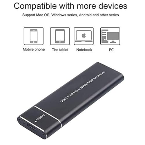 Voocme - NVME SSD Enclosure, USB C Adapter, 10Gbps Speed, M.2 PCIe Support