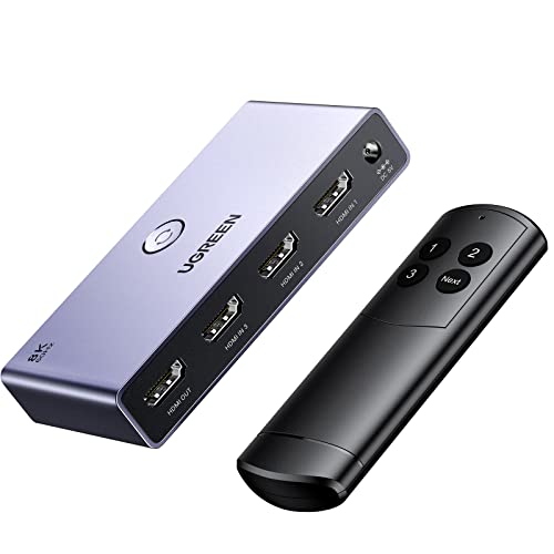 Ugreen - HDMI 2.1 Switch 8K@60Hz, 3 in 1 Out, Remote Control, Aluminum Design