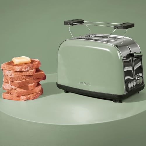 Cecotec - 850W Vertical Toaster with 1.5" Double Slot, Automatic Stop, Crumb Catcher