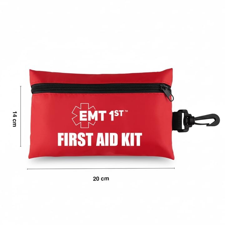 EMT 1st 73 Pcs Emergency Responder Mini First Aid Kit Pouch with 23 Unique Items & Emergency Blanket,First Aid Kit for car, Travel & Home - Emergency Bag for Hiking, Camping, Backpacking and Outdoor