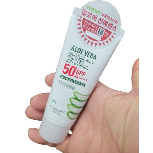 Kwalnara Aloe Vera Moisture Aqua Soothing Sun Essence SPF 50+ PA++++, 썬크림 50g | Lightweight Korean Sunscreen for Sensitive Skin - Medaid International