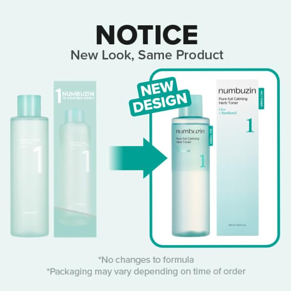 numbuzin No.1 Toner | Pure-Full Calming Herb Toner | Breakouts, Redness, Excess Oil Control | Centella Asiatica, Heartleaf, Licorice Root | Acne-Prone, Sensitive Skin | 10.14 fl. oz. - Medaid International