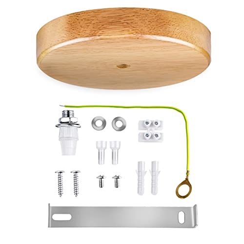 Arturesthome - Industrial Ceiling Light Fitting, Wood Canopy, Easy Install
