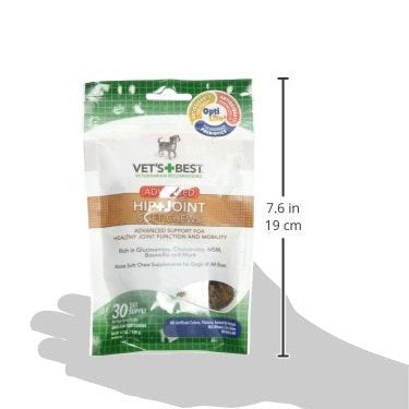 Vet's Best Advanced Hip & Joint Soft Chew Dog Supplements - Formulated with Glucosamine and Chondroitin to Support Dog Joint and Cartilage Health -30 Day Supply