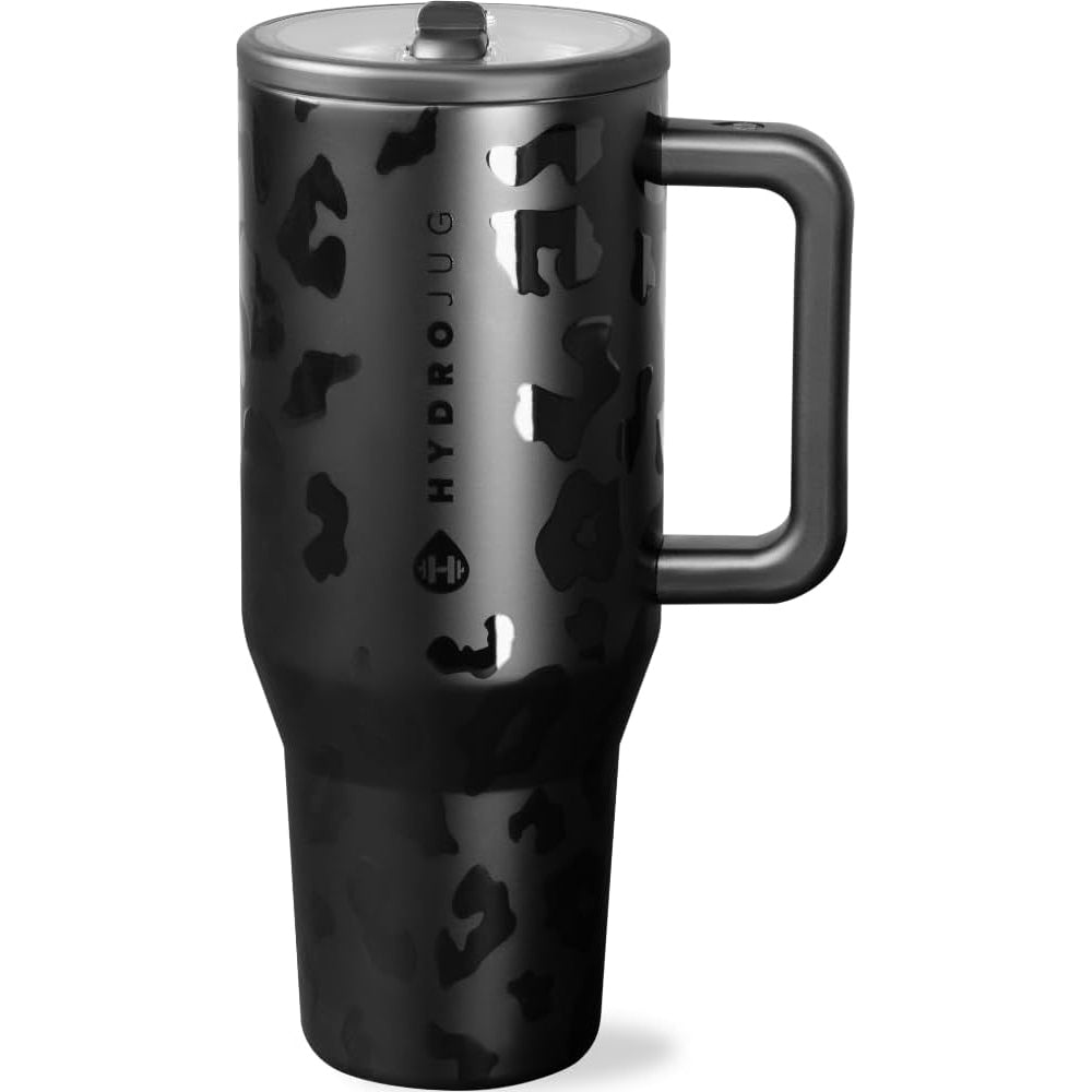 HydroJug Traveler - Modern 40 oz Tumbler with Handle & Simple Flip Straw - Car Cup Holder Friendly, Leak Resistant Water Bottle-Reusable Insulated Stainless Steel & Rubber Base - Gifts for Women & Men - Medaid International