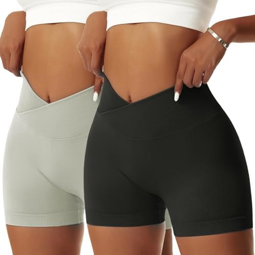 شورت رياضة للنساء بخصر على شكل حرف V قابل للتمدد، شورتات يوجا لرفع المؤخرة، شورت لياقة بدنية قصير بخصر مرتفع بدون خياطة للتمارين الرياضية ورفع المؤخرة، سراويل صيفية قصيرة ضيقة من فيرتفي|B0C2TZJF5K