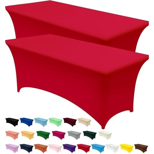 Utopia Kitchen Spandex Tablecloth 2 Pack [6FT, Black] Tight, Fitted, Washable and Wrinkle Resistant Stretch Rectangular Patio Table Cover for Event, Wedding, Banquet & Parties [72Lx30Wx30H Inch] - Medaid International