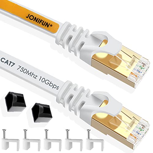 Jonifun - 5m Cat 7 Ethernet Cable, 750MHz, 10Gbps, Flat Design, Compatible with Xbox/PS4/Router