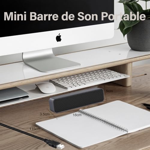 ADELGO - USB-Powered Computer Speakers, Portable Mini Sound Bar, Plug and Play