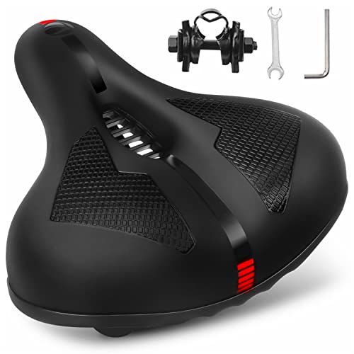 Brgood - Comfortable Wide Bike Seat with Memory Foam, Dual Shock Absorber, Universal Fit