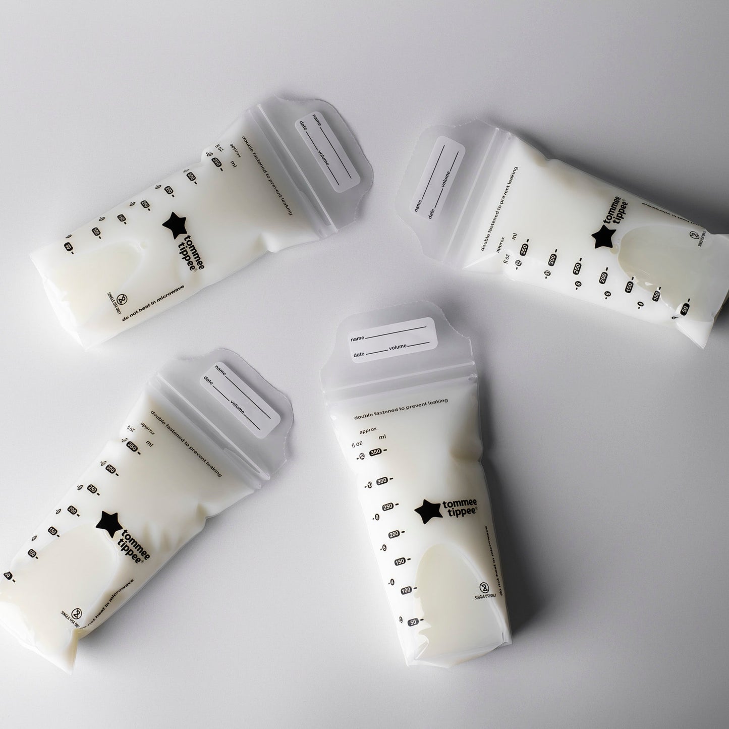 Milk Storage Bags, 350ml Capacity, Pack of 36