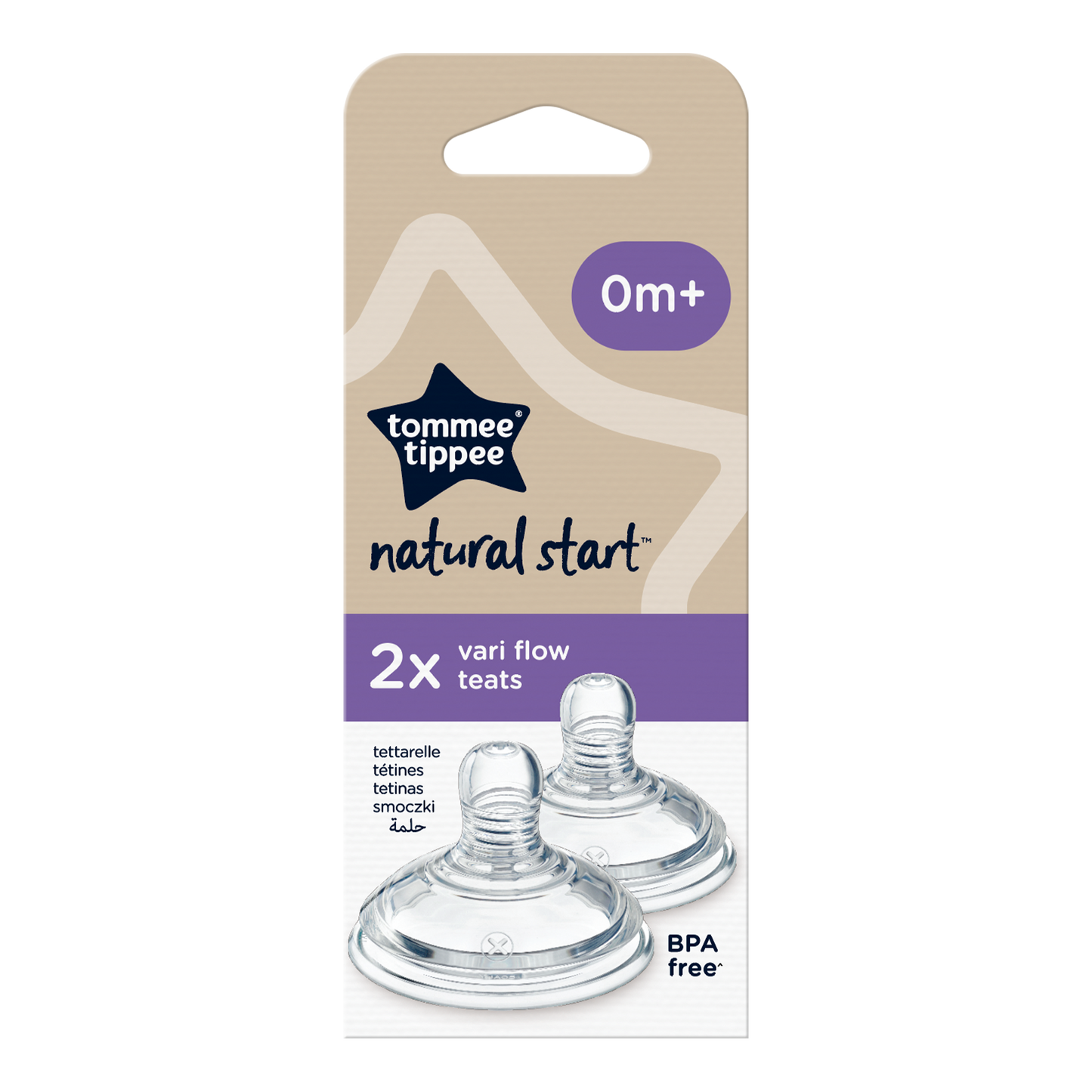 Tommee Tippee Vari Flow Teats 0M+ 2-Pack Bottle Nipples