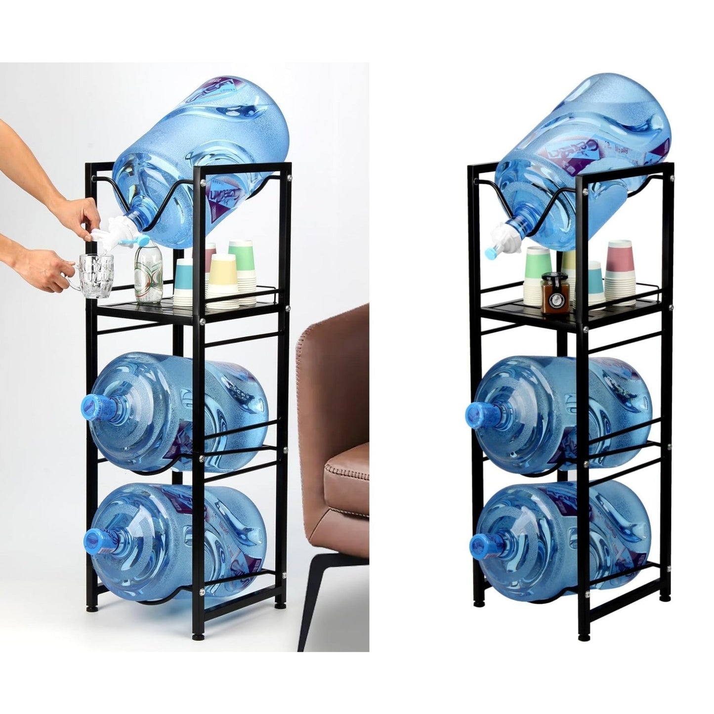 Water Bottle Dispenser 3 tiers Metallic Bottle Holder