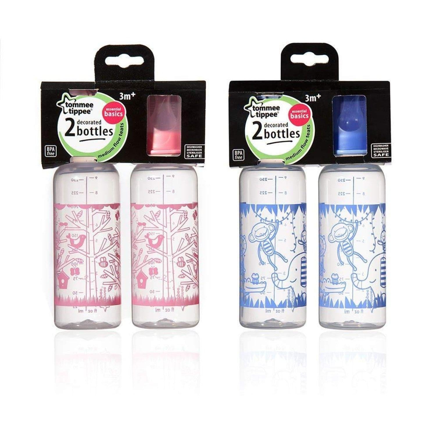 Twin Decorated Bottles 2x 250ml