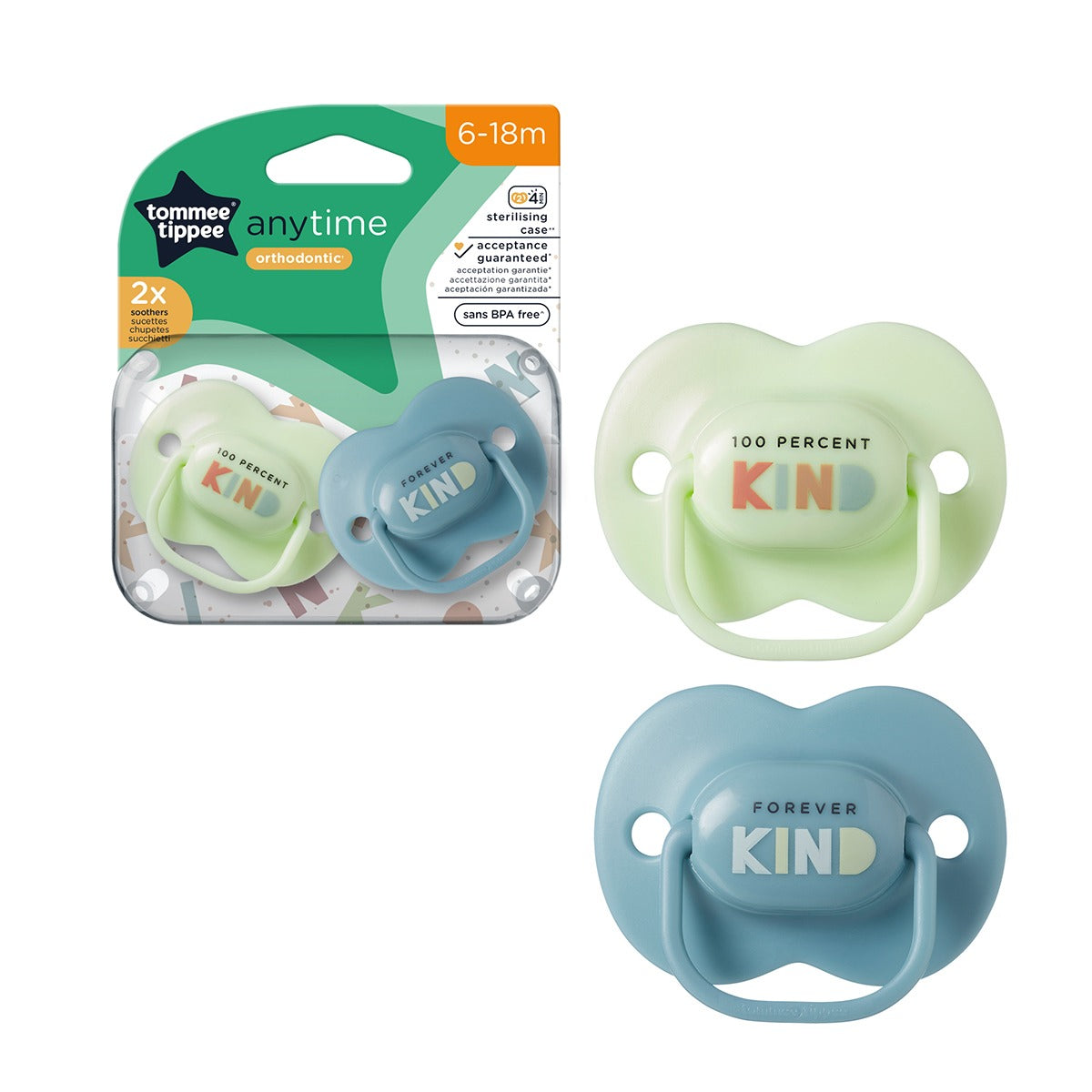 Anytime Soothers, 0-6 months x2pcs