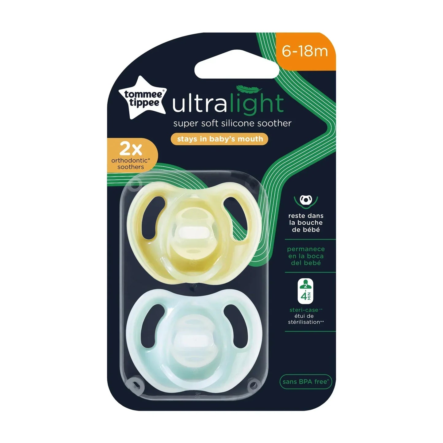 Ultra-light Pacifier, 6-18 months x2pcs