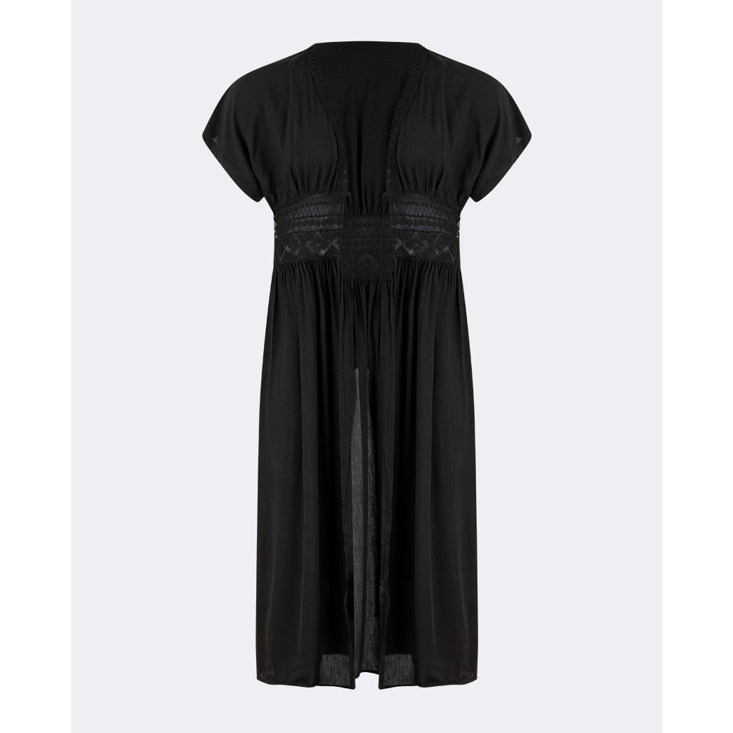 Oil And Gaz Chic Women Beach Coverup Ls  Black - Medaid International