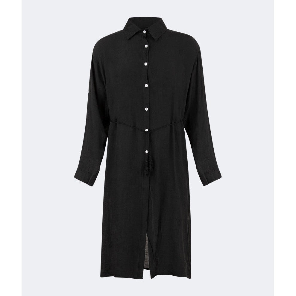 Oil And Gaz Chic Women Beach Linnen Dress Ls Black - Medaid International