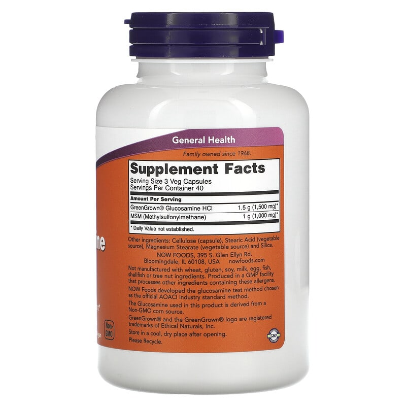 NOW Foods, Vegetarian Glucosamine & MSM, 120 Veg Capsules - Medaid International