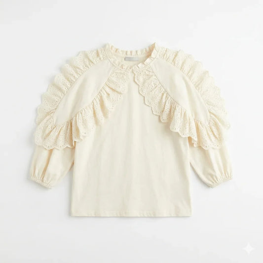 Zara Girl's Off White Elegant Blouse With Ruffled Shoulders | Zara In Lebanon