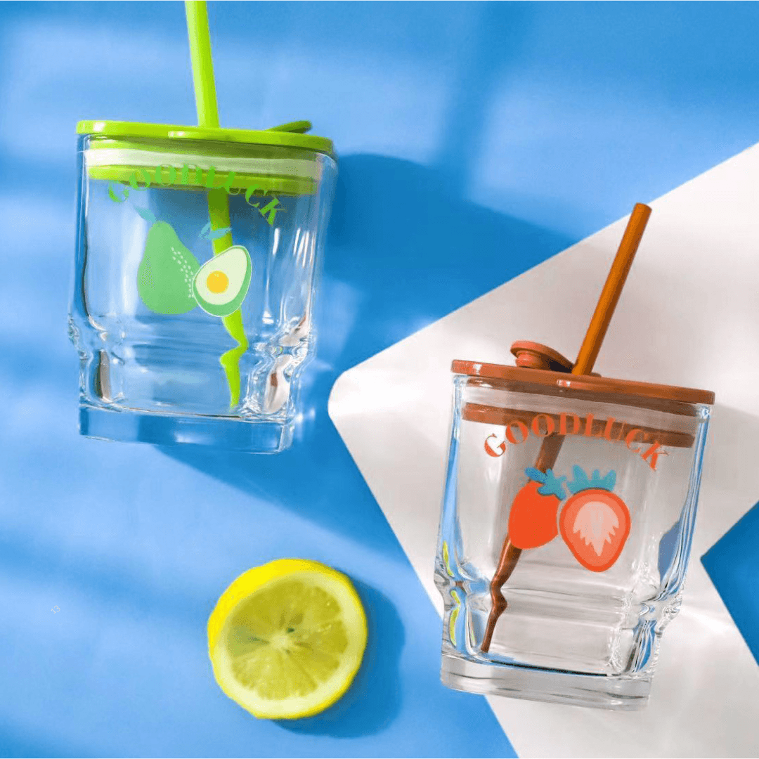 450ml Square Glass Cup Portable Glass With Lid
