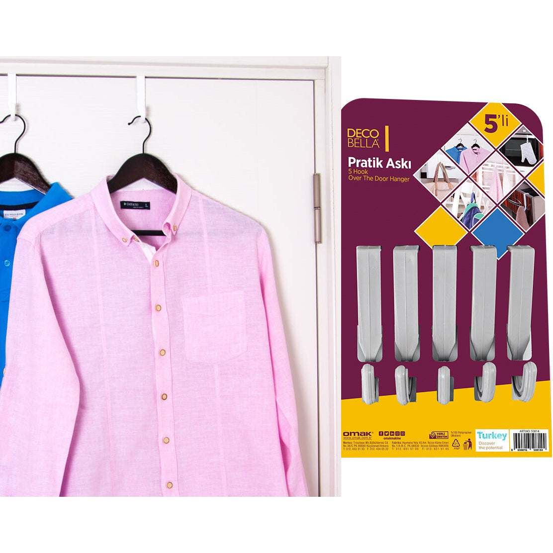 5 Hook Over The Door Hangers