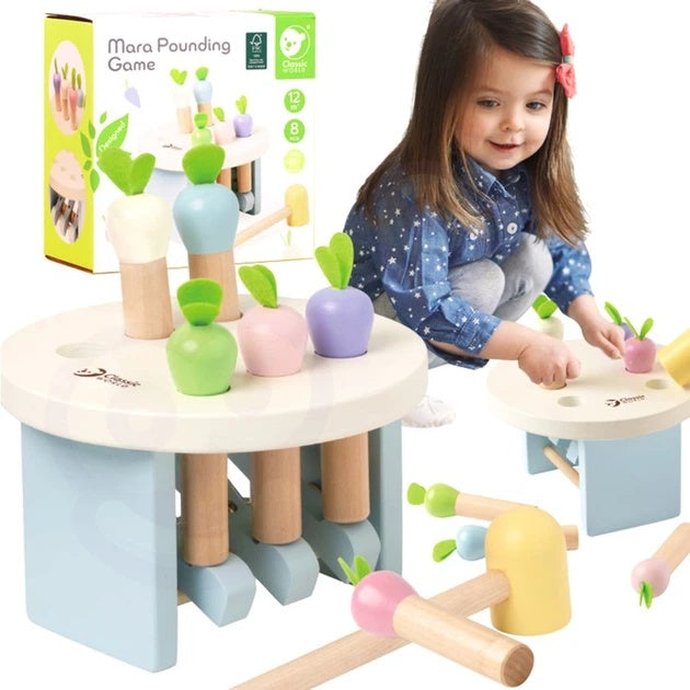 Classic World Wooden Hammer Bench Mara | Wooden Pounding Toy (8 pcs)