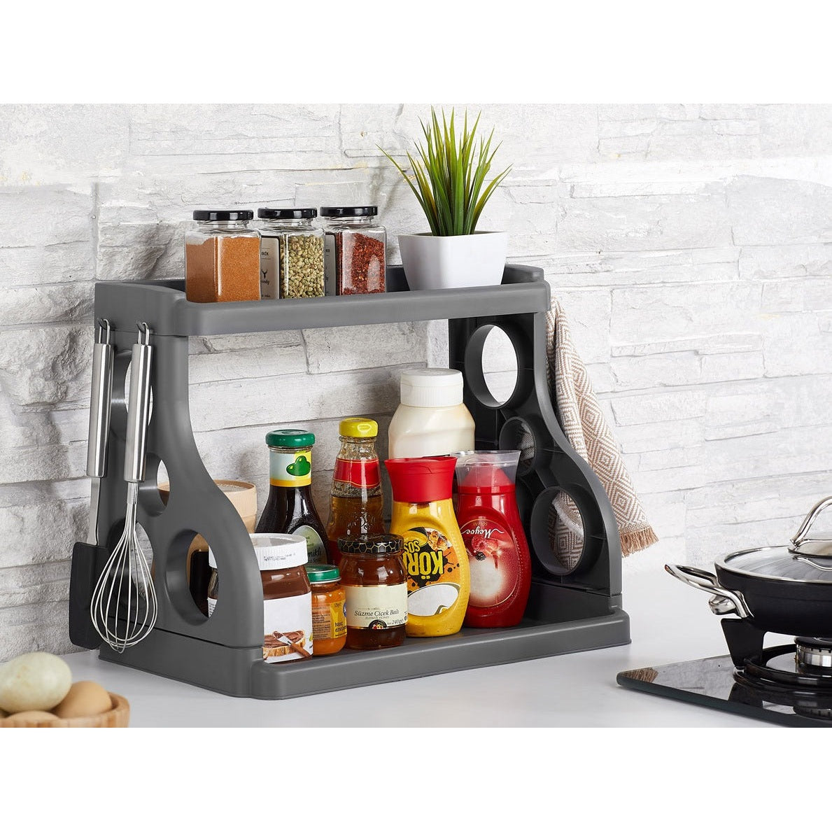 Kitchen Countertop Organizer - 2 tiers shelving unit <