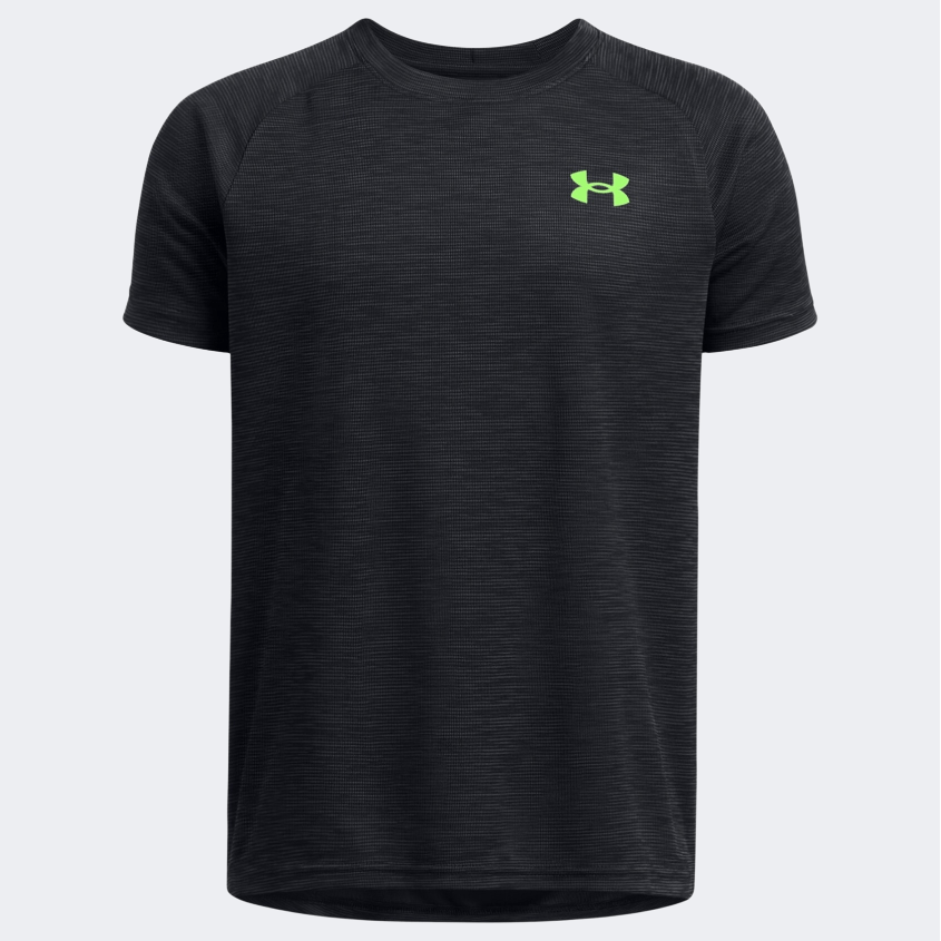 Under Armour Tech Textured Boys Training T-Shirt Black/Cyber Green - Medaid International
