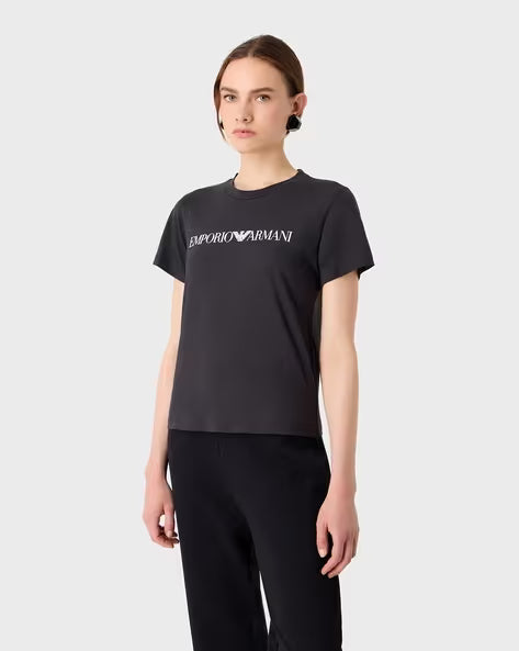 Emporio Armani Women's Black Regular Fit Cotton T-shirt  | Emporio Armani In Lebanon
