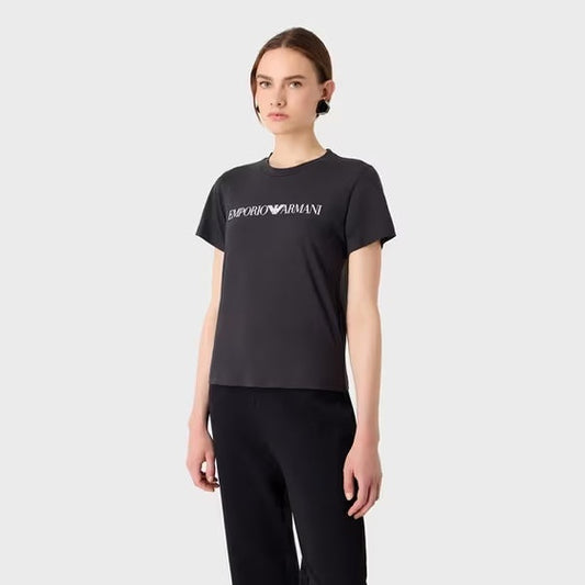 Emporio Armani Women's Black Regular Fit Cotton T-shirt  | Emporio Armani In Lebanon