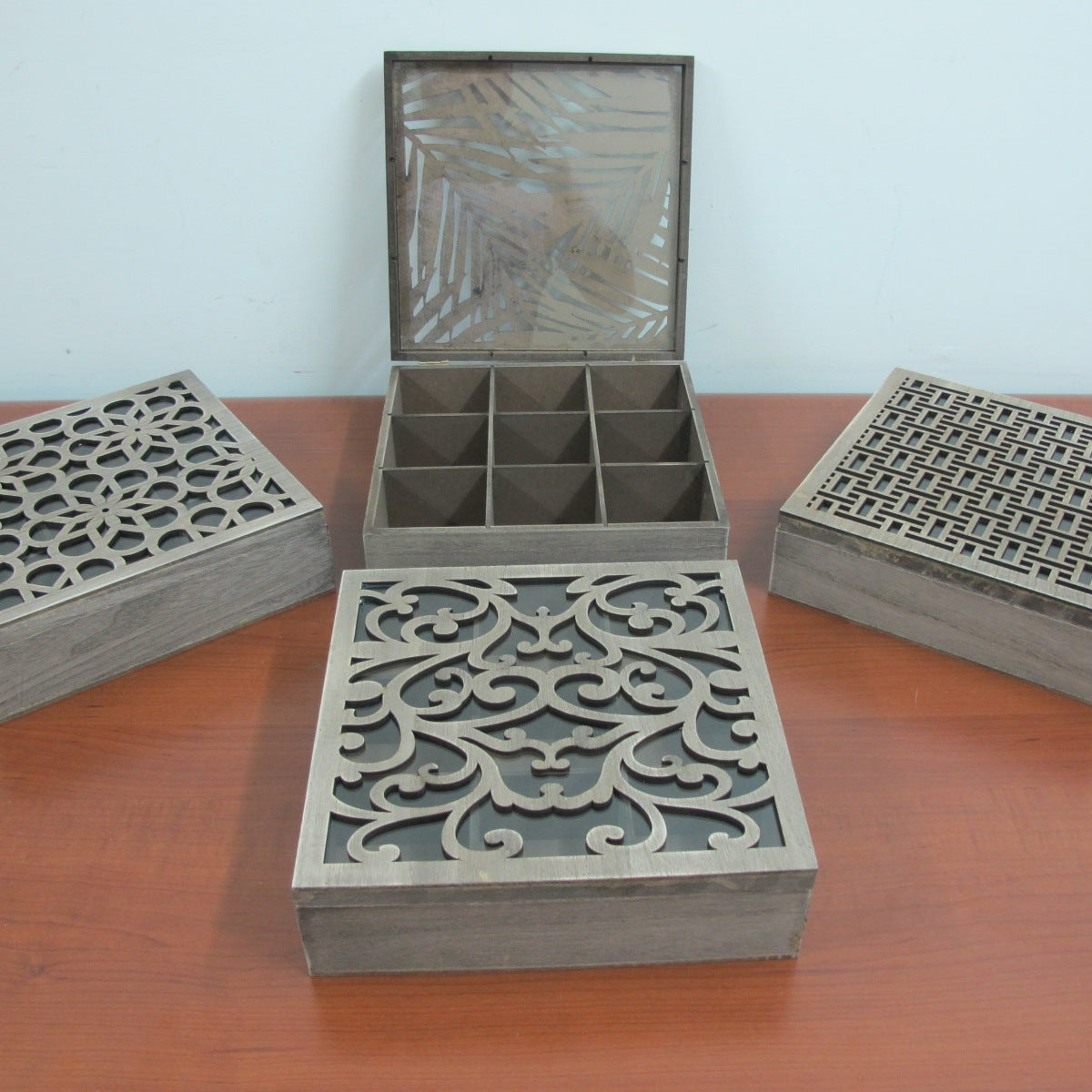 Large Wooden Tea Box 9 compartments