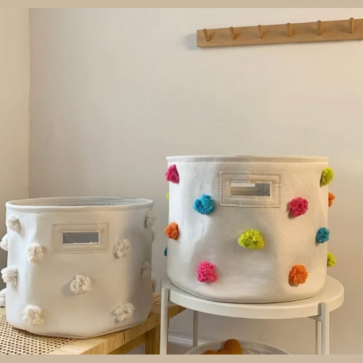 Charming Pom Pom Storage Basket Colorful