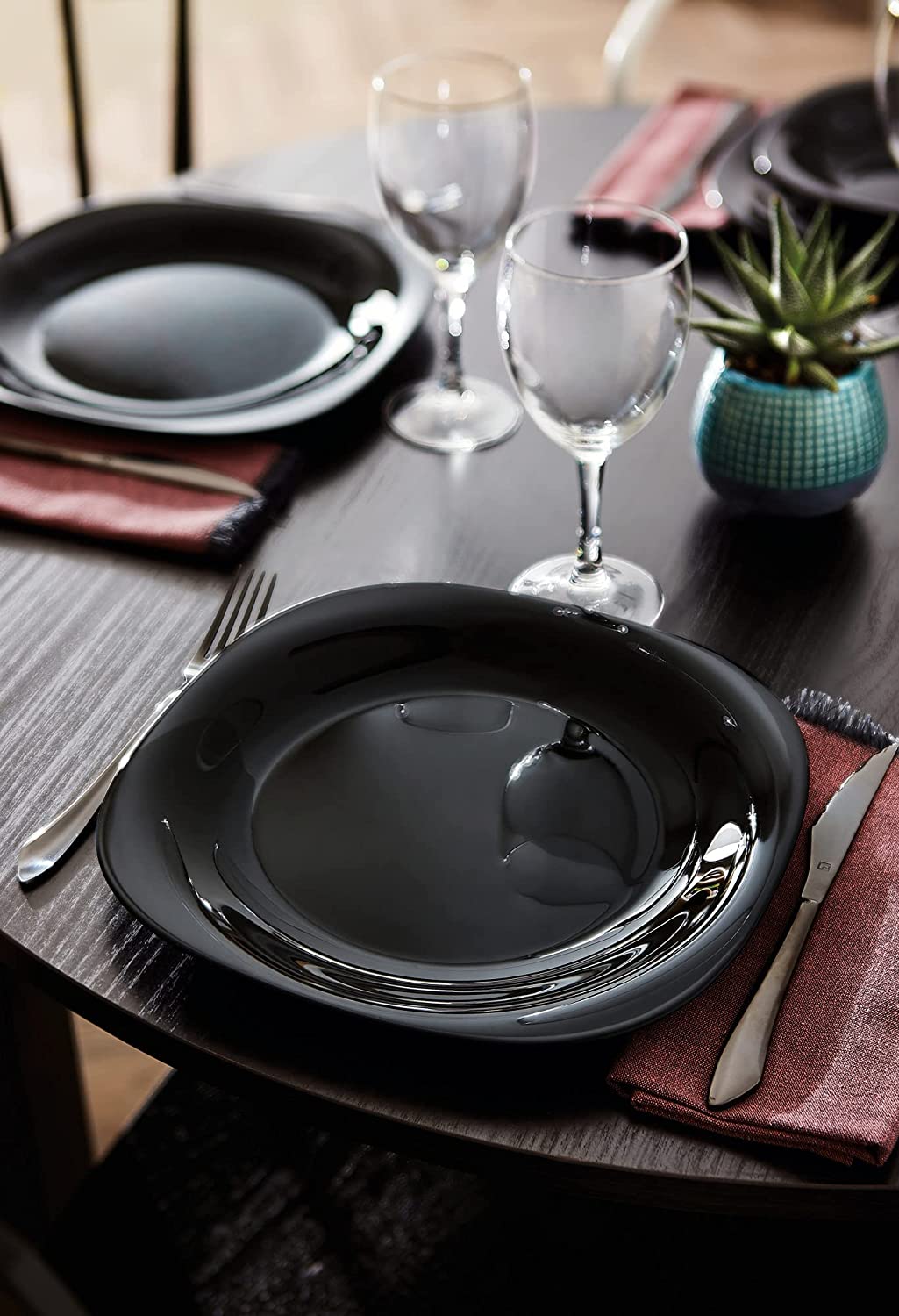 Luminarc carine black dinner plate set of 6 - 27cm