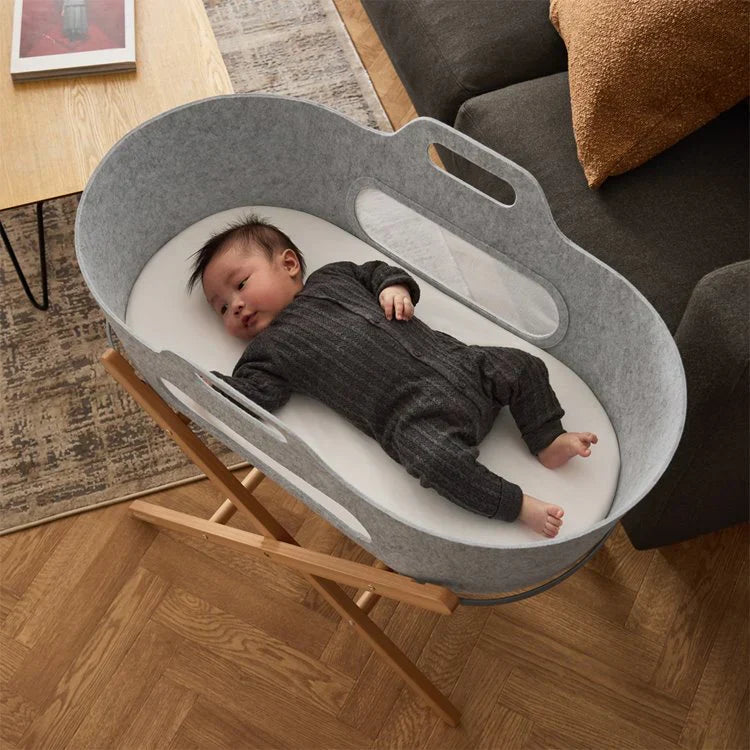 SNUZ LIGHT GREY MOSES BASKET&NATUREL  STAND SET