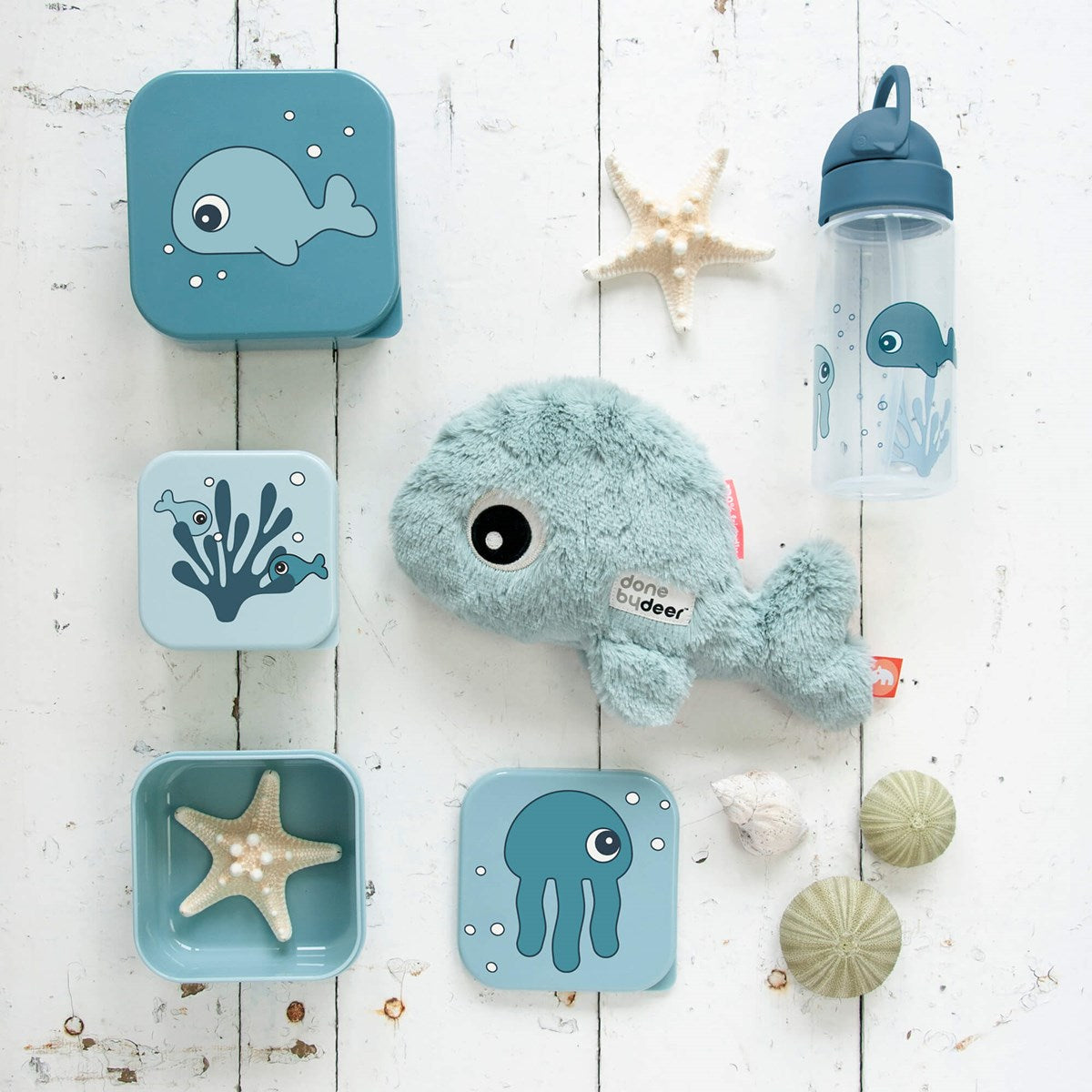 Done By Deer Straw Bottle Sea Friends Blue Sippy Cup