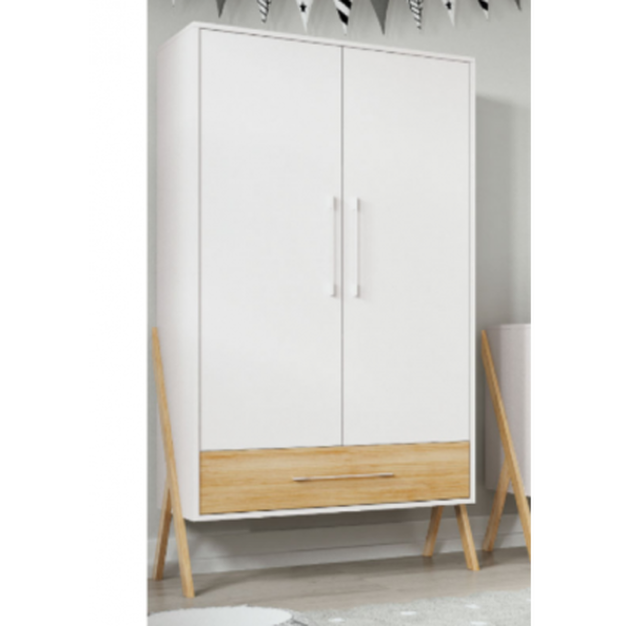 Trama Cot Bed Artech White And Natural Wood Cot