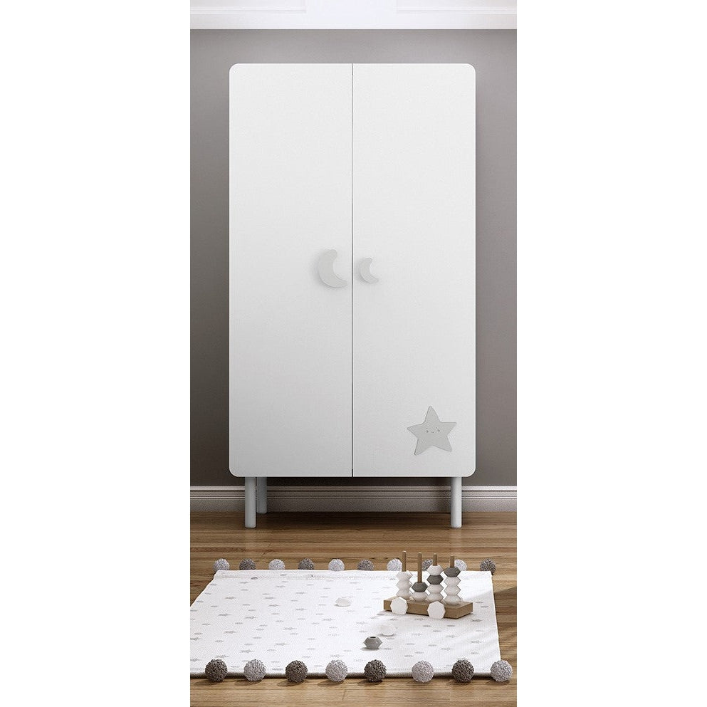 Trama Wardrobe Kuma White Silver Matt Two-Door Nursery Storage