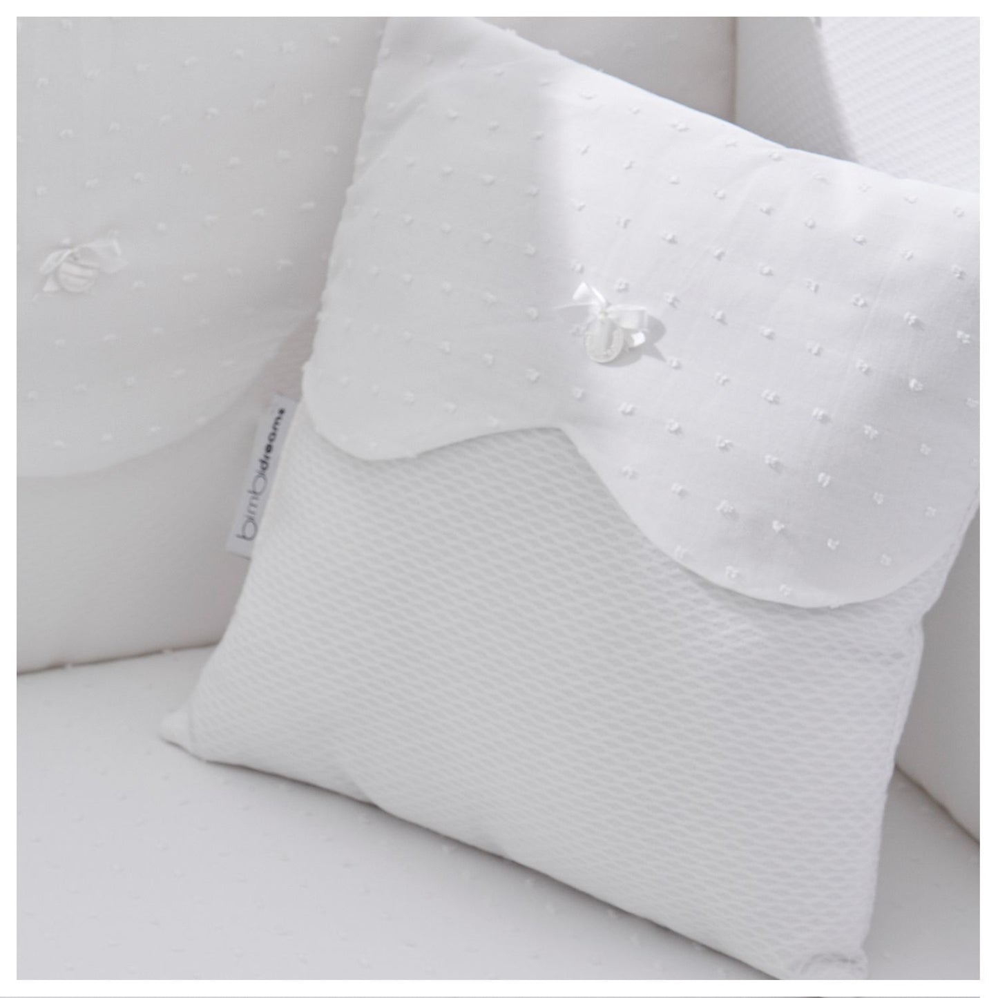 Bimbidreams Embroidered Cushion Toscana White Baby Pillow