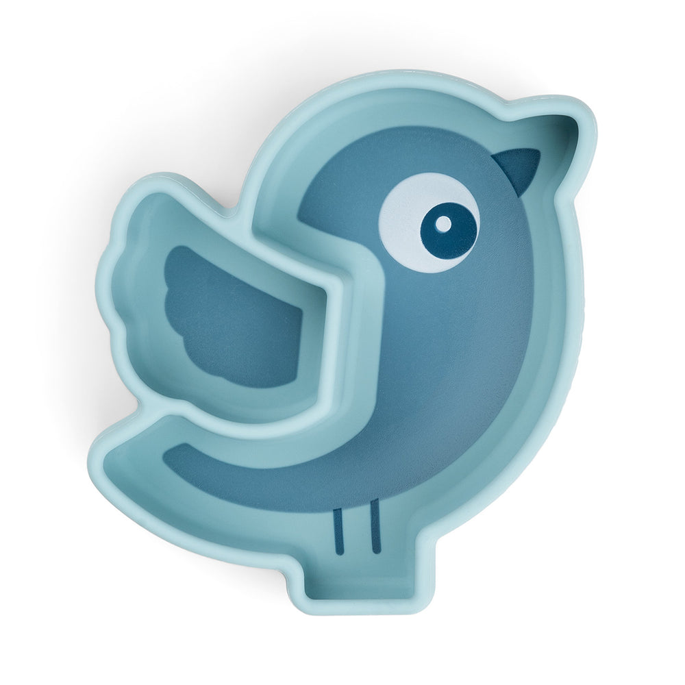 Done By Deer Silicone Stick & Stay Snack Plate Birdee Blue