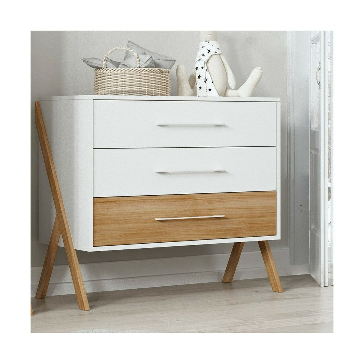 Trama Wardrobe Kuma White Silver Matt Two-Door Nursery Storage