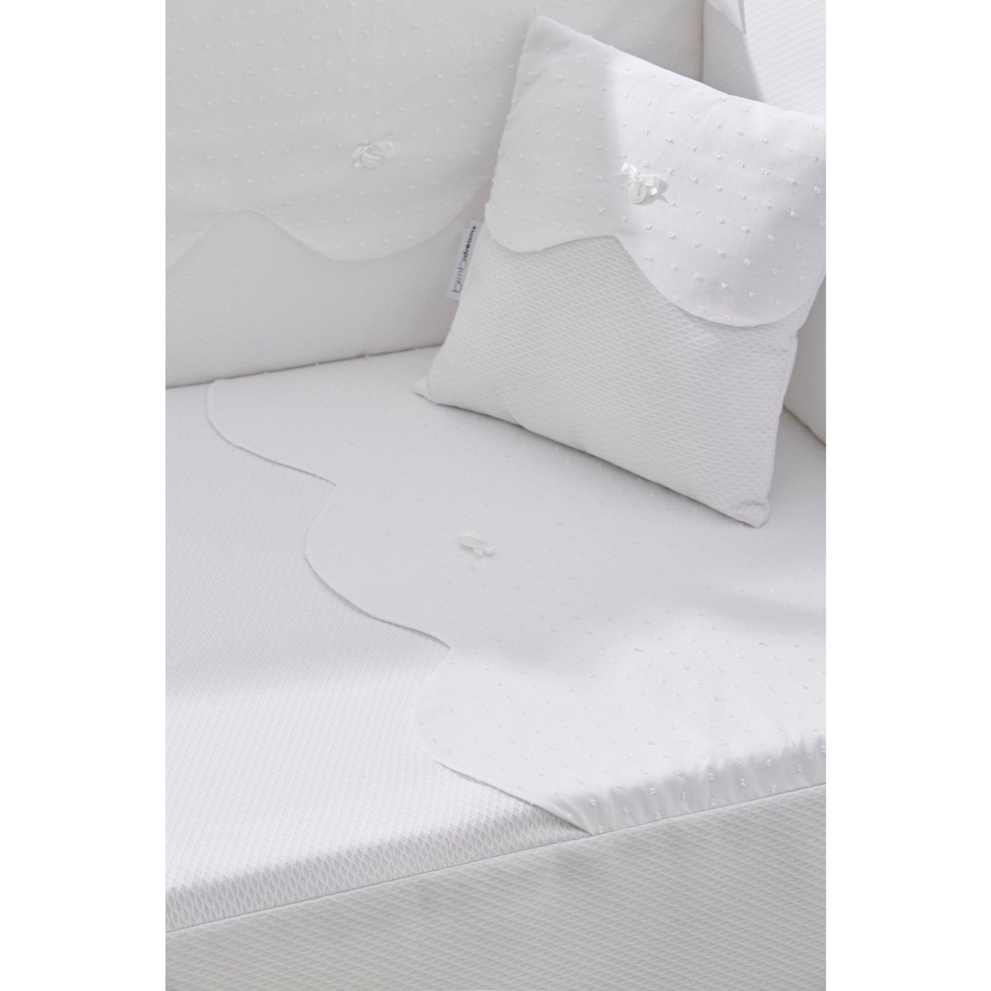 Bimbidreams Embroidered Cushion Toscana White Baby Pillow