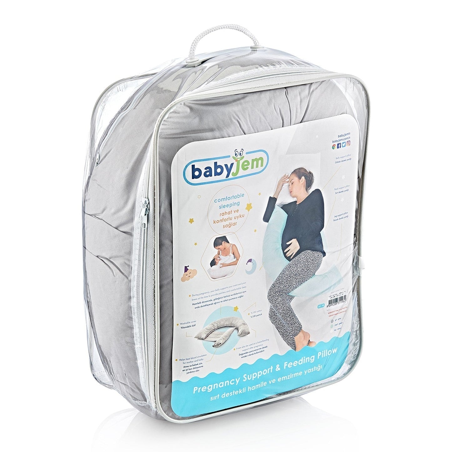Babyjem Pregnancy Back Support & Feeding Pillow Grey