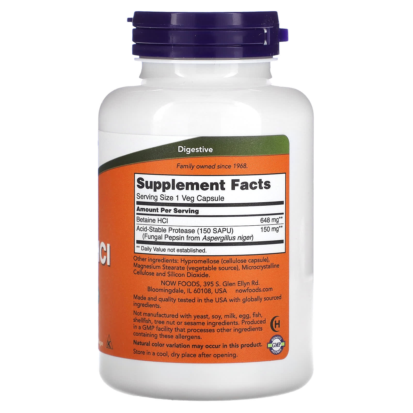 NOW Foods, Betaine HCl, 648 mg, 120 Veg Capsules - Medaid International