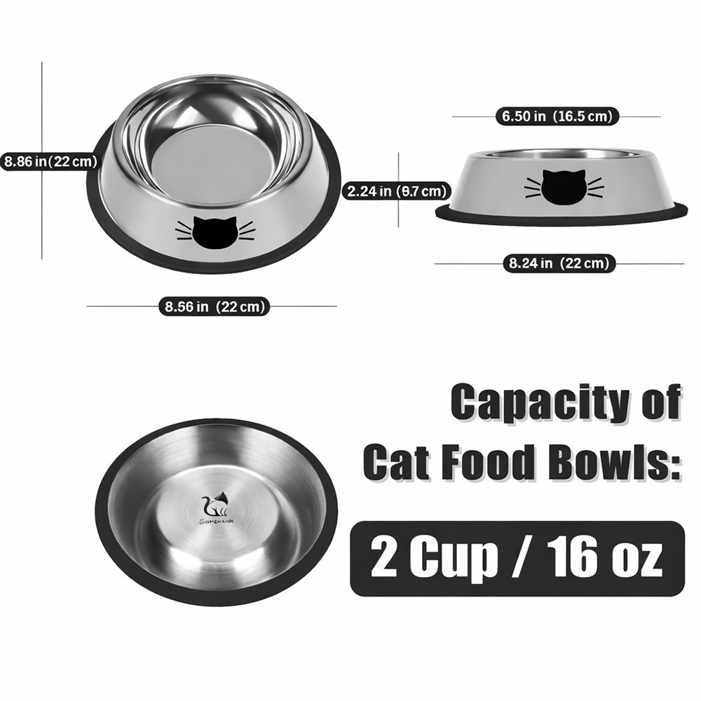 22cm Non-Slip Stainless Steel Cat Bowls